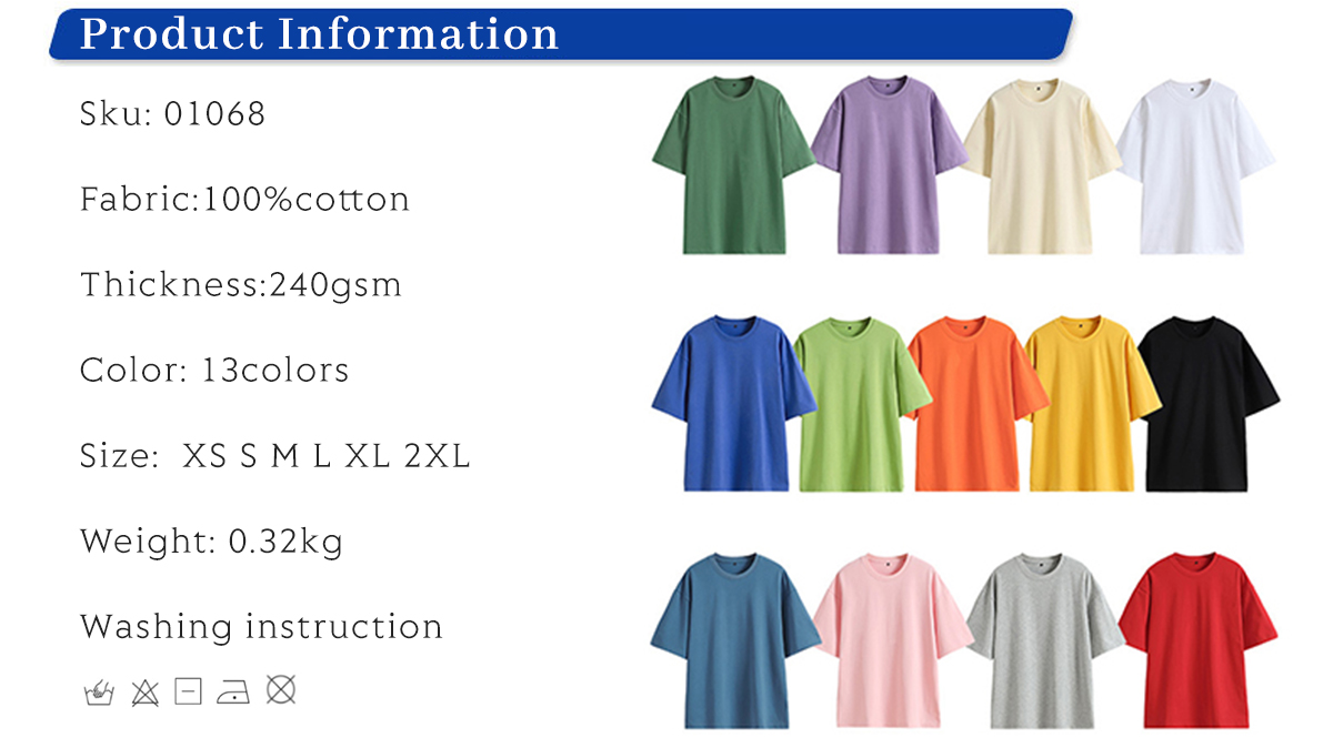 #01068 Unisex Drop shoulder T-Shirt Oversized 240gsm 8
