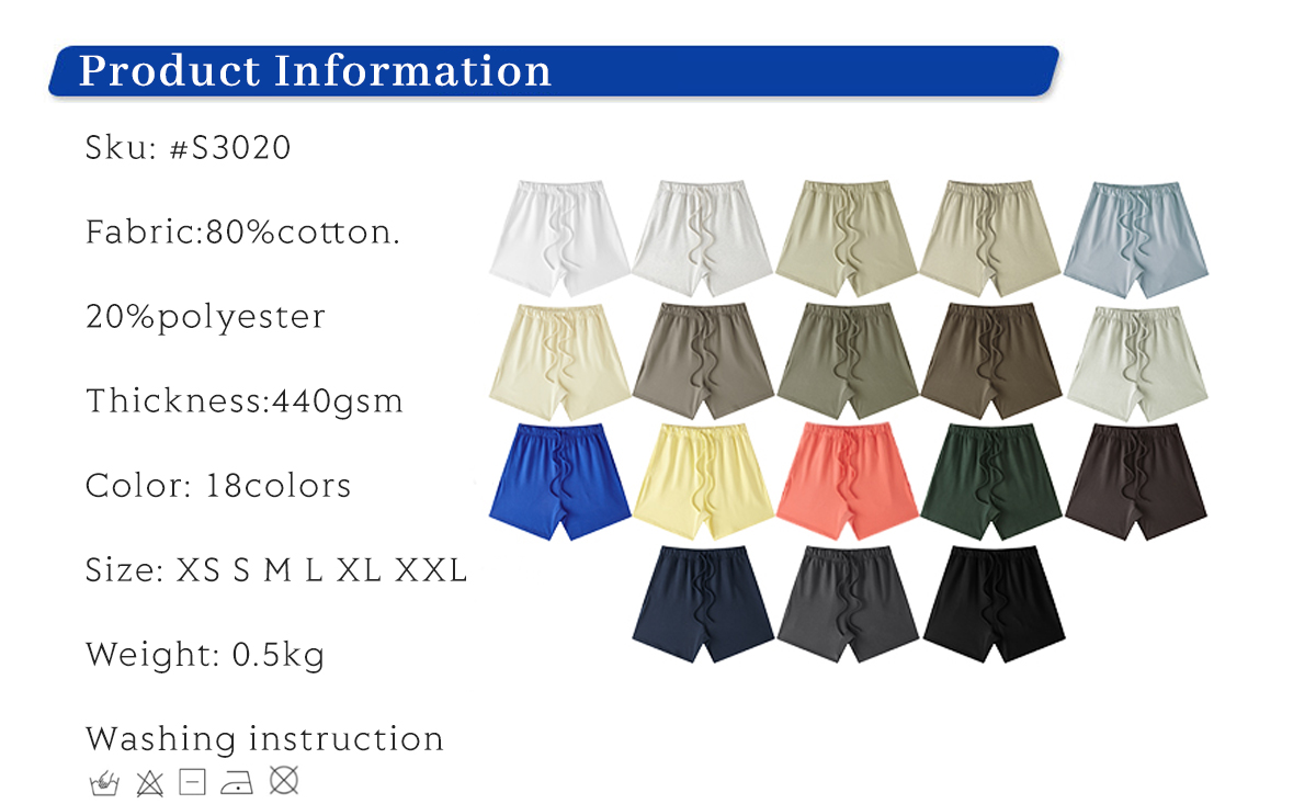 #S3020 Thick 425GSM Basic Loose Fit Unisex Shorts 5