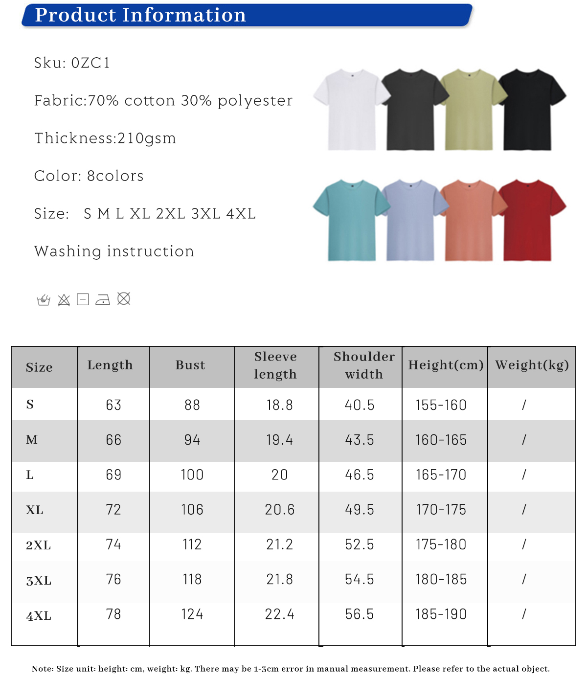 0ZC1 Basic Slim Fit Cotton T-Shirt 200Gsm 5