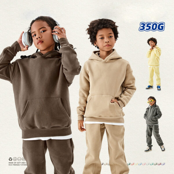 #T1002A Heavy Fleece 350Gsm Kids Cotton Oversized Hoodie 4