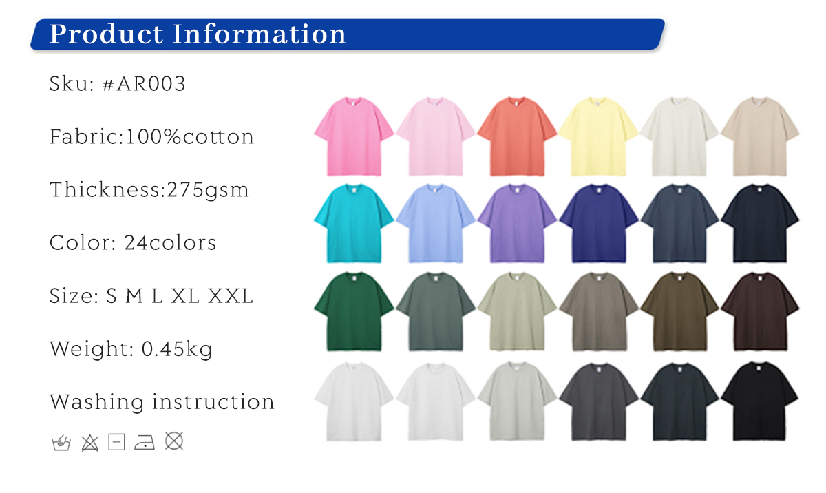 #AR003 Cotton 275G Oversized Blank T-Shirt 6