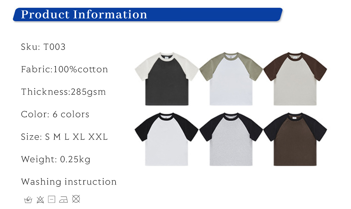 #T003 Raglan sleeves 285GSM Kids Cotton Oversized T-Shirt 5