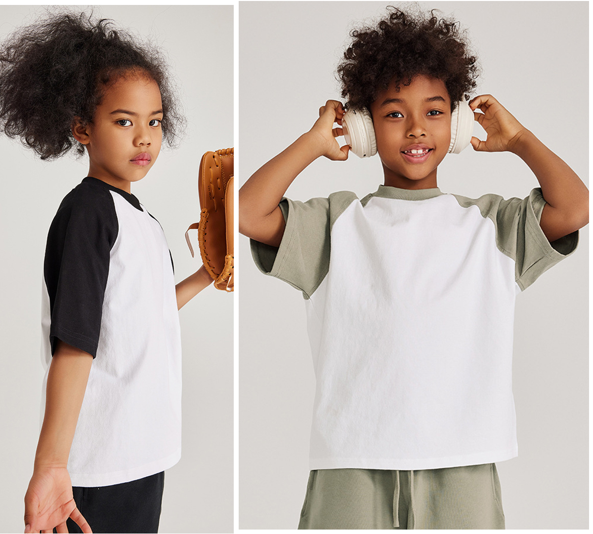 #T003 Raglan sleeves 285GSM Kids Cotton Oversized T-Shirt 23