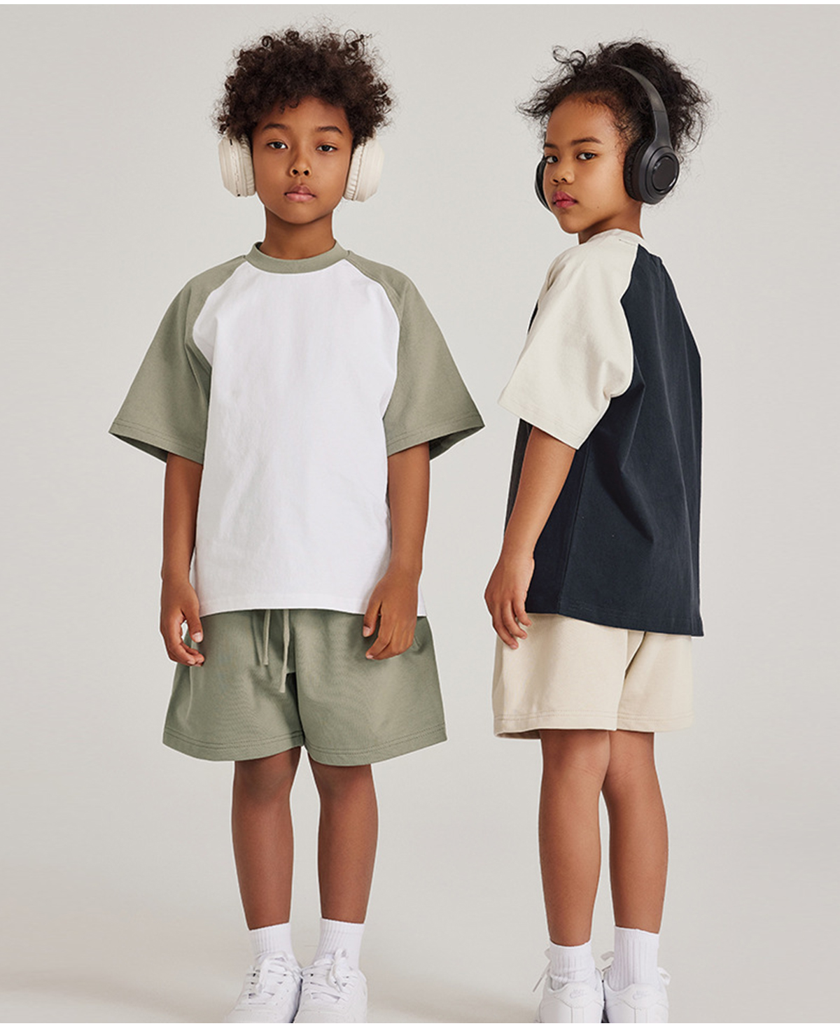#T003 Raglan sleeves 285GSM Kids Cotton Oversized T-Shirt 25