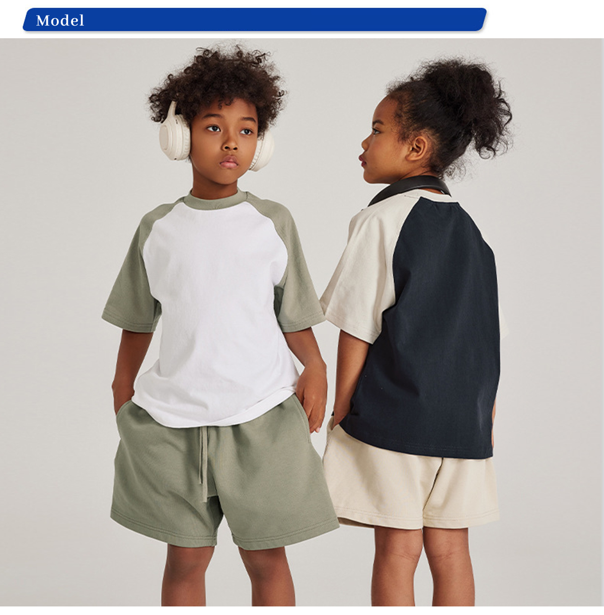 #T003 Raglan sleeves 285GSM Kids Cotton Oversized T-Shirt 21