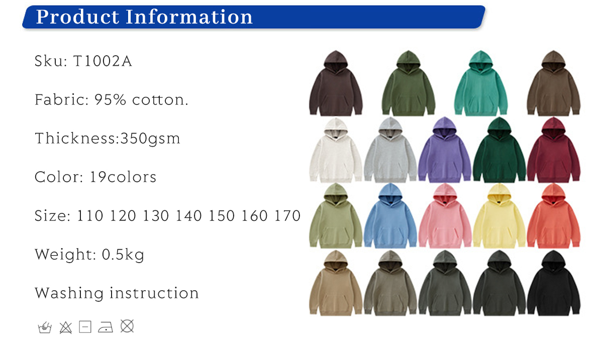 #T1002A Heavy Fleece 350Gsm Kids Cotton Oversized Hoodie 5
