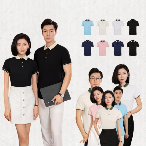 #A205 Color-Block 220gsm Unisex Slim Fit Polo with Slit 1