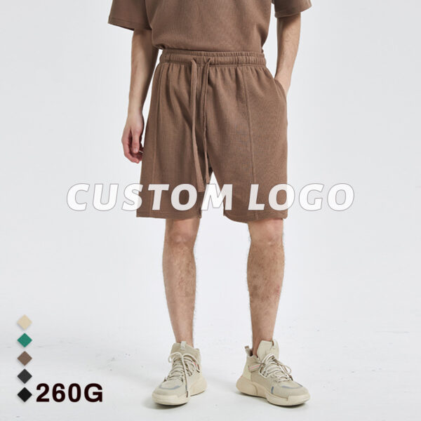 #7672 Waffle Cotton 260GSM Street Unisex Shorts 5