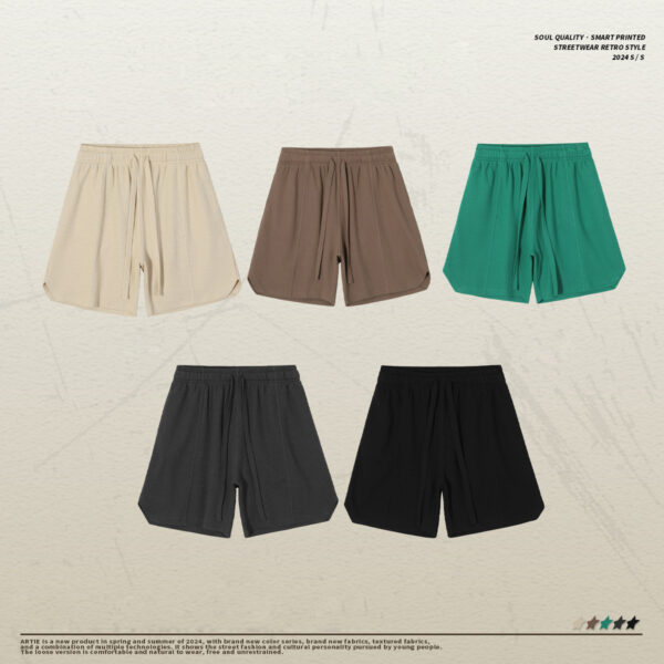 #7672 Waffle Cotton 260GSM Street Unisex Shorts 4