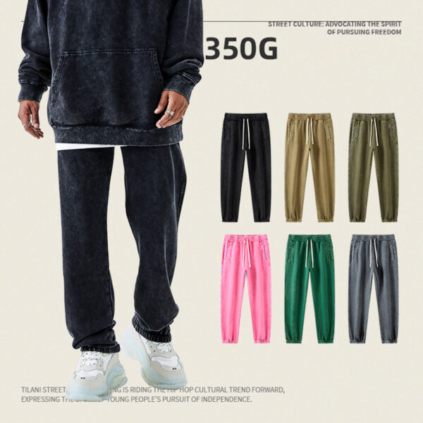 #A3087KK 350GSM Cotton Terry Acid Wash Unisex Sweatpants 1