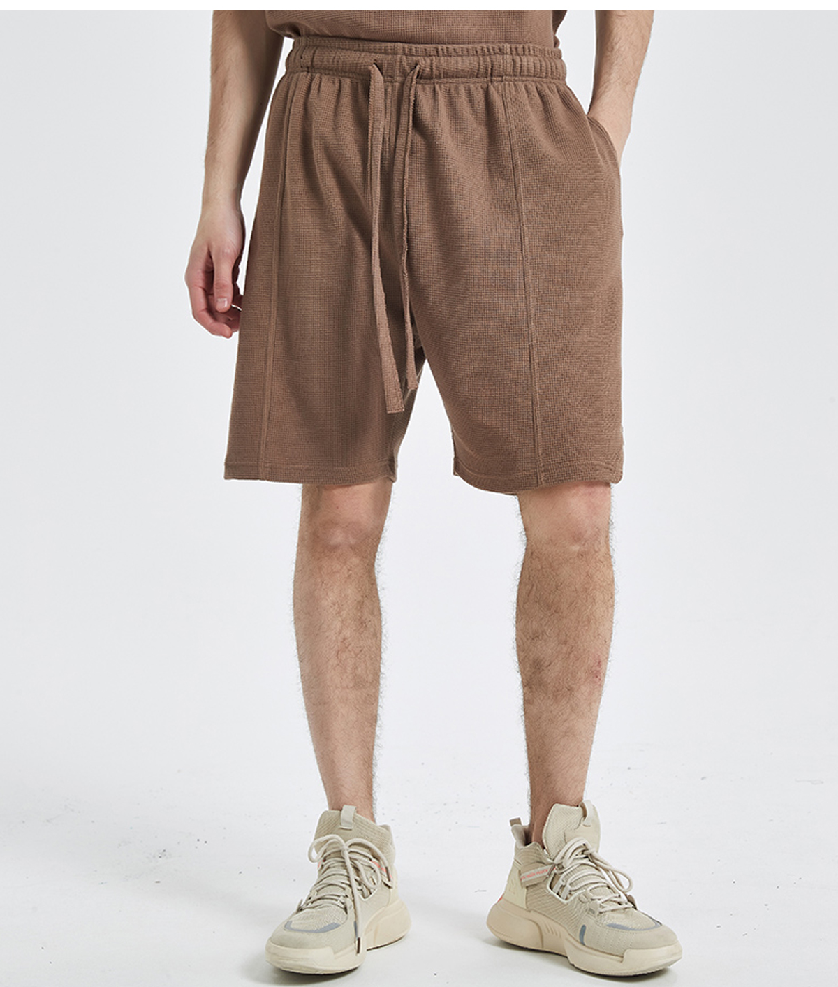 #7672 Waffle Cotton 260GSM Street Unisex Shorts 36