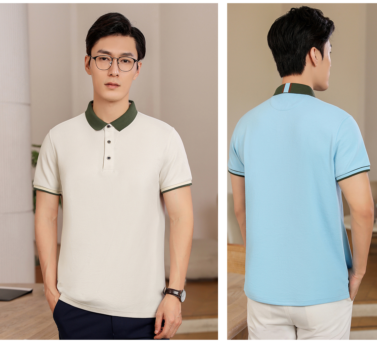 #A205 Color-Block 220gsm Unisex Slim Fit Polo with Slit 26