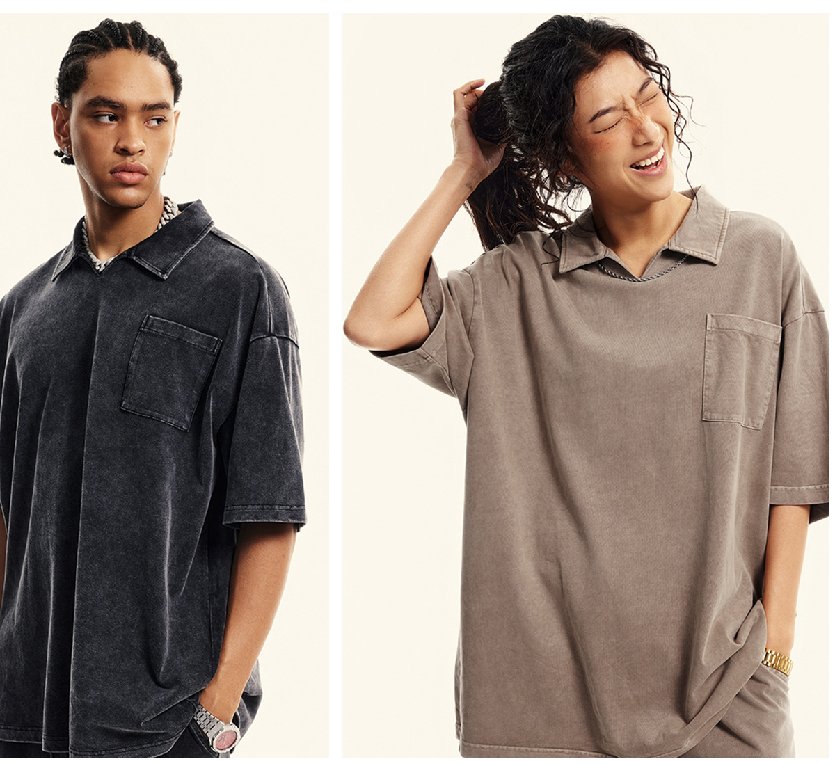 #S1996 Cotton 310GSM Oversized Acid Wash Polo 20