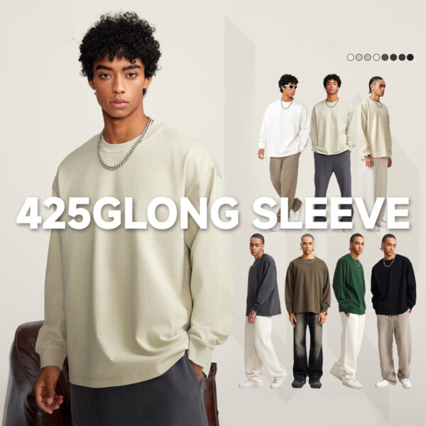 #W0186 Heavy Weight Cotton 425Gsm Long Sleeve T-Shirt