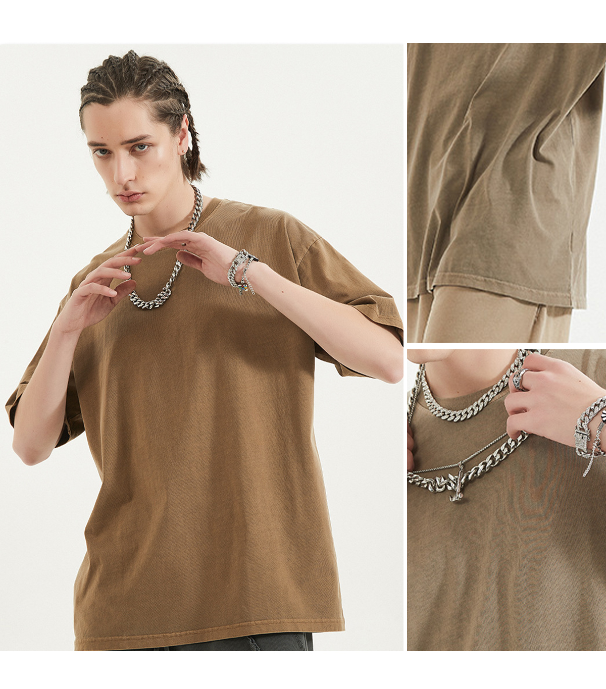 #1120 Cotton 200GSM Light Wash Oversized T-Shirt 26