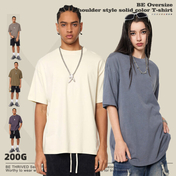 #1120 Cotton 200GSM Light Wash Oversized T-Shirt - Image 2