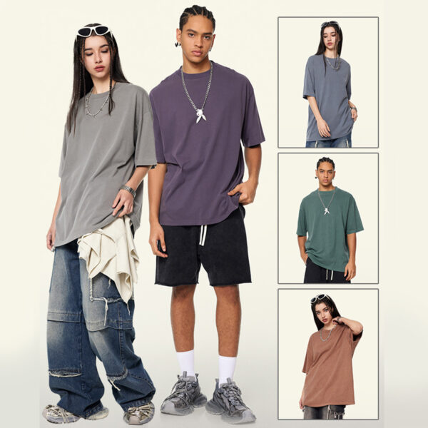 #1120 Cotton 200GSM Light Wash Oversized T-Shirt - Image 3