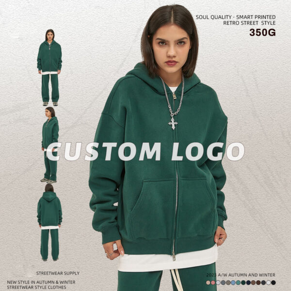 #2519 Fleece 350Gsm Oversized Zip-Up Hoodie 4