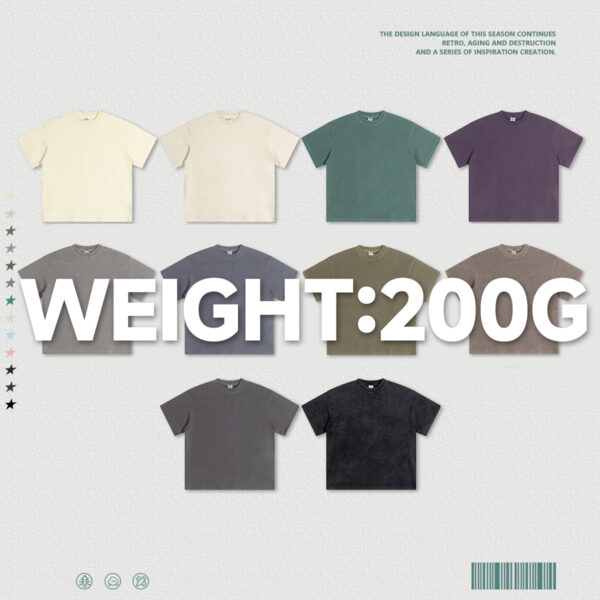 #1120 Cotton 200GSM Light Wash Oversized T-Shirt - Image 5