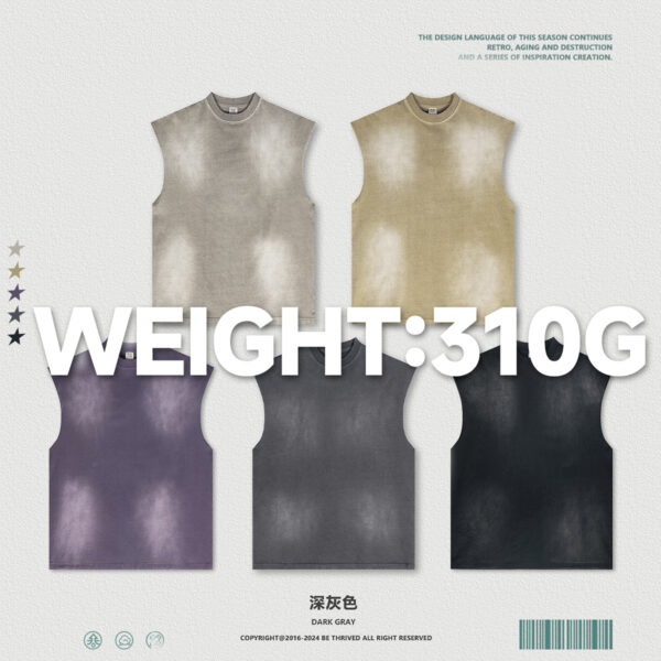 #S1520 Cotton 310GSM Gradual Wash Vintage Vest 5