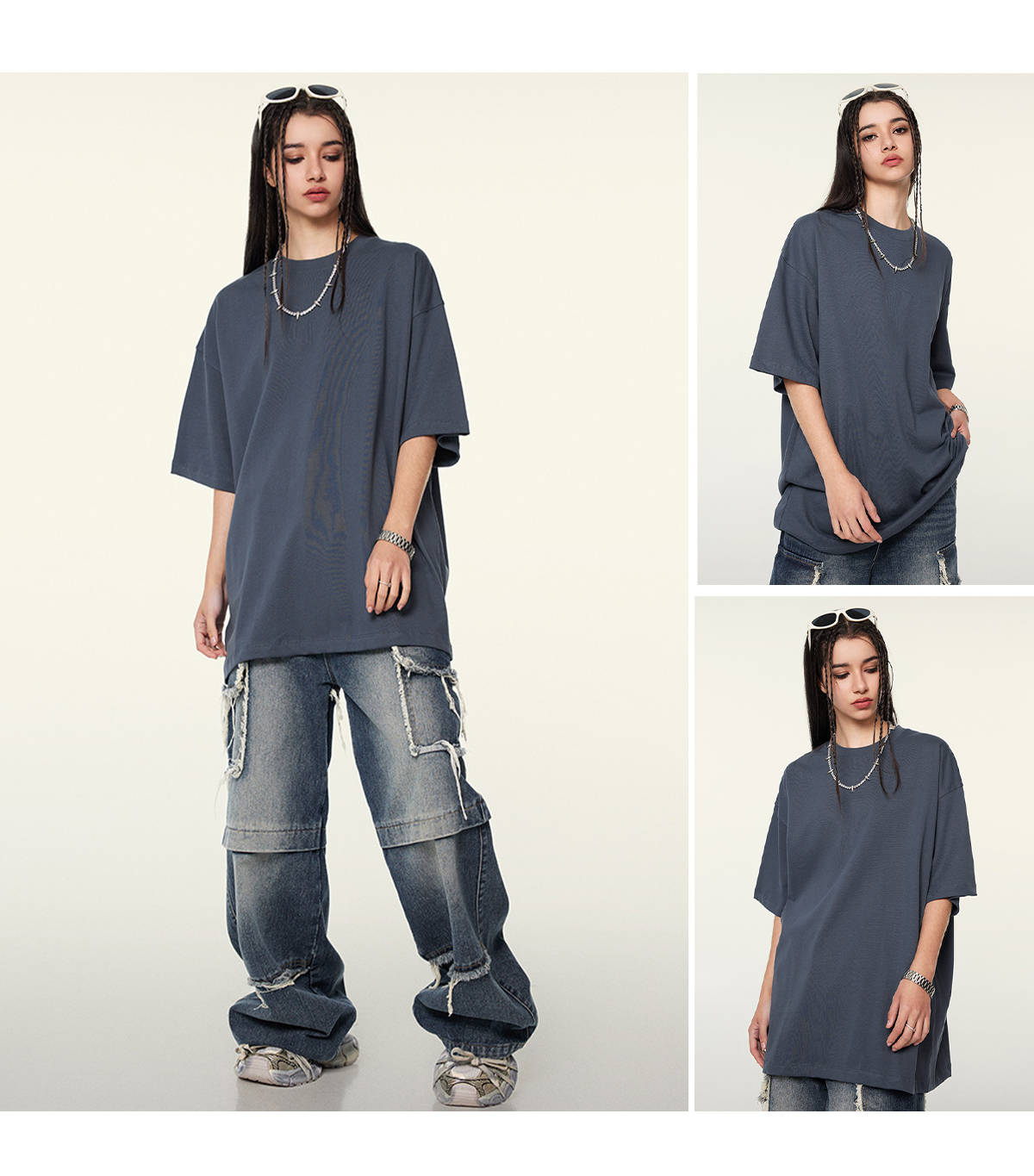 #S1953 Double Yarn Cotton 345GSM Oversized T-Shirt 27