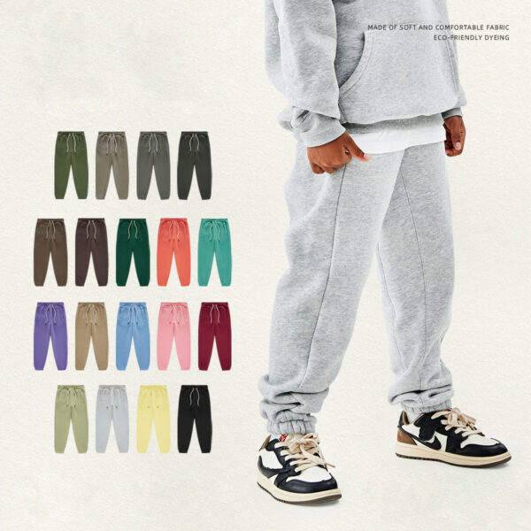 #A3040 Warm Fleece 350Gsm kids Sweatpants 1