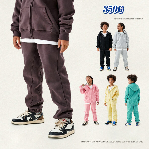 #A3040 Warm Fleece 350Gsm kids Sweatpants 3