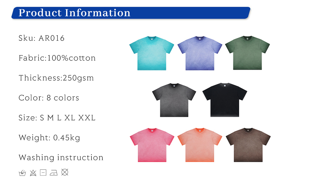 #AR016 Cotton 250GSM Oversized Vintage Dyed T-Shirt 6