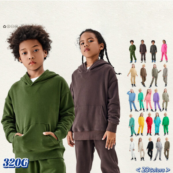 #T1002B Cotton Terry 320Gsm Kids Oversized Hoodie 1