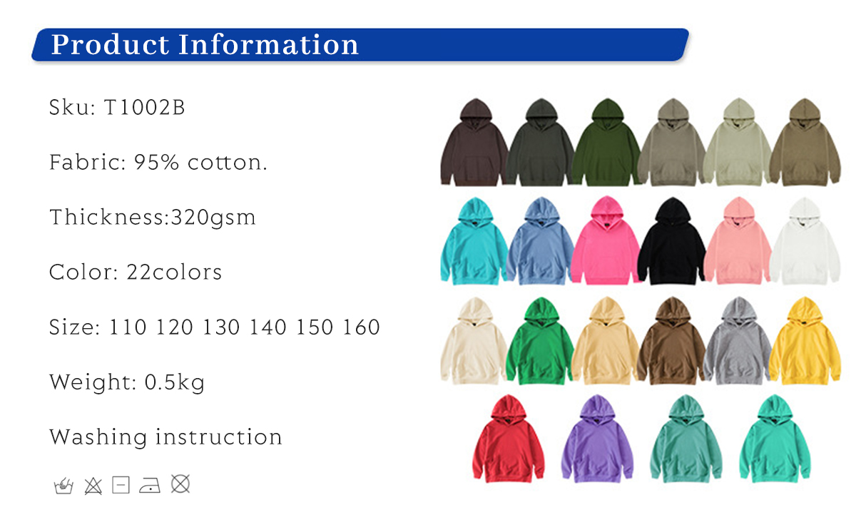 #T1002B Cotton Terry 320Gsm Kids Oversized Hoodie 5