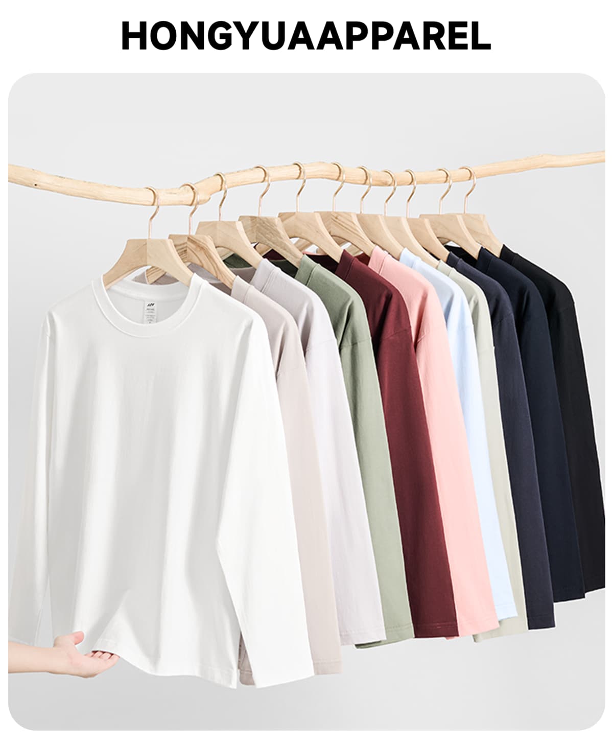 #04C Solid 230Gsm Cotton Long Sleeve T-Shirt 9