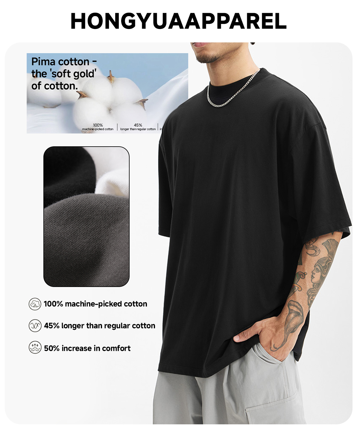 #8039S25 Golden Pima Cotton 145Gsm Oversized T-Shirt 4