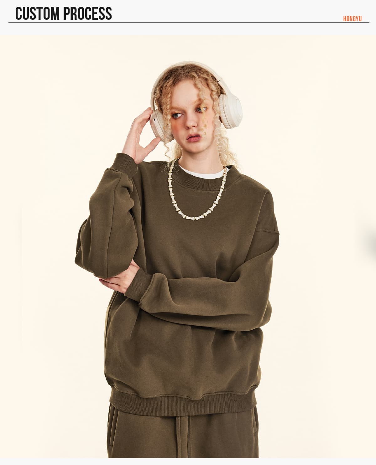 #W2407 Oversized 345Gsm Fleece Basic Sweatshirt 25